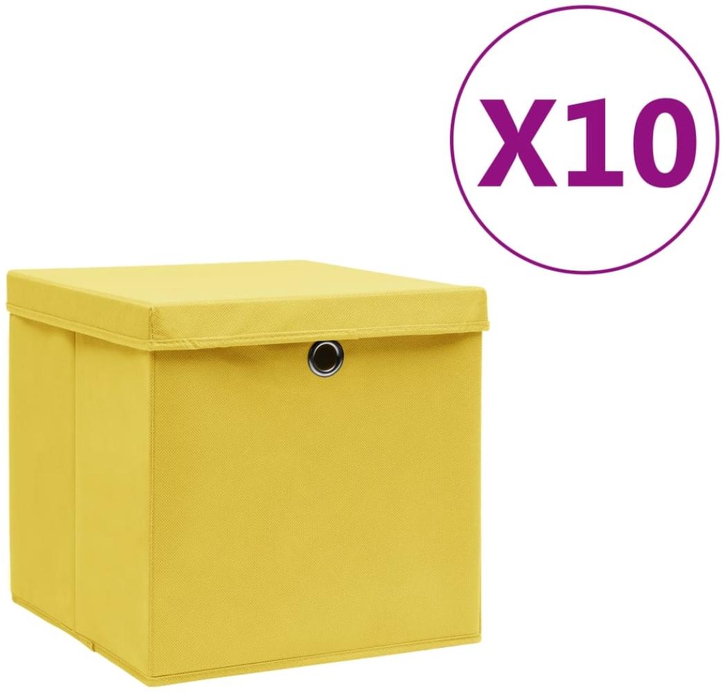 vidaXL Aufbewahrungsboxen mit Deckeln 10 Stk. 28x28x28 cm Gelb 325226 Bild 1