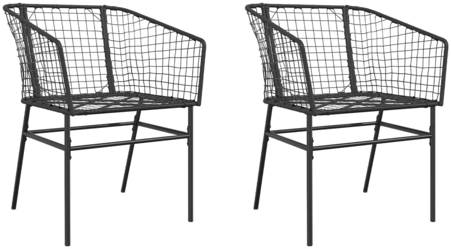 vidaXL Gartenstühle 2 Stk. Schwarz Poly Rattan 369098 Bild 1