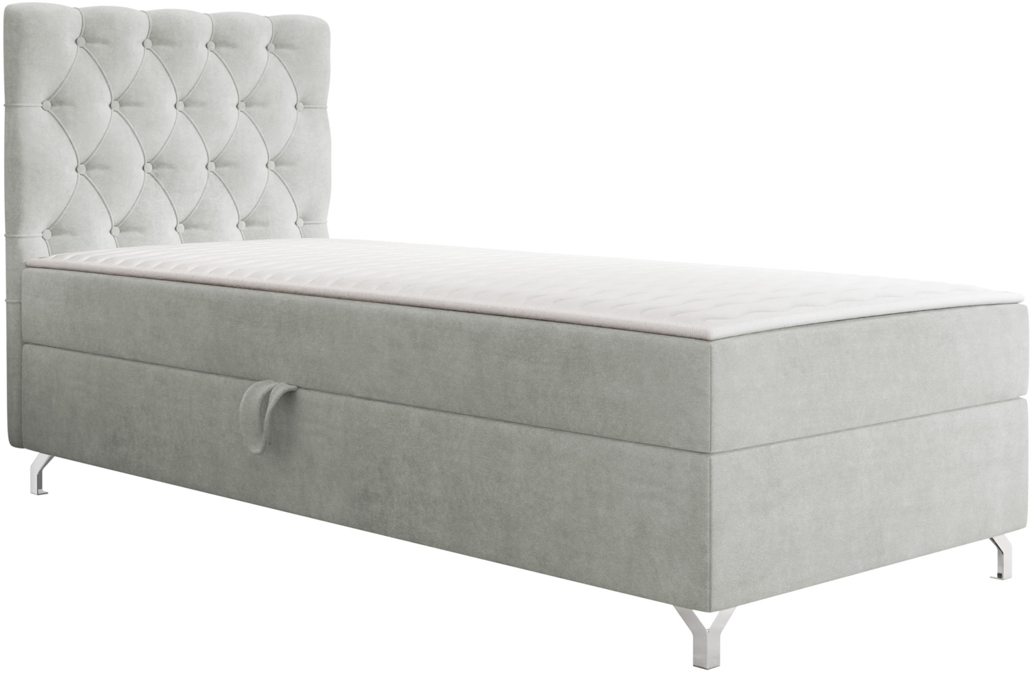 mirjan24 Boxspringbett mit H3-Matratze Cylio I (Manila Seite: Links), hellgrau, 80x200 cm Bild 1