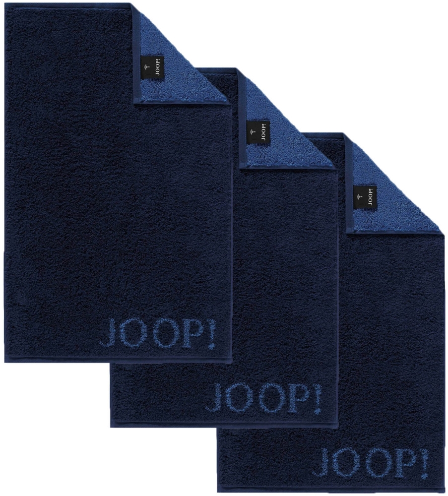 JOOP! Gästetuch Classic Frottierkollektion, 3er Pack - Walkfrottier Blau 30x50cm Bild 1