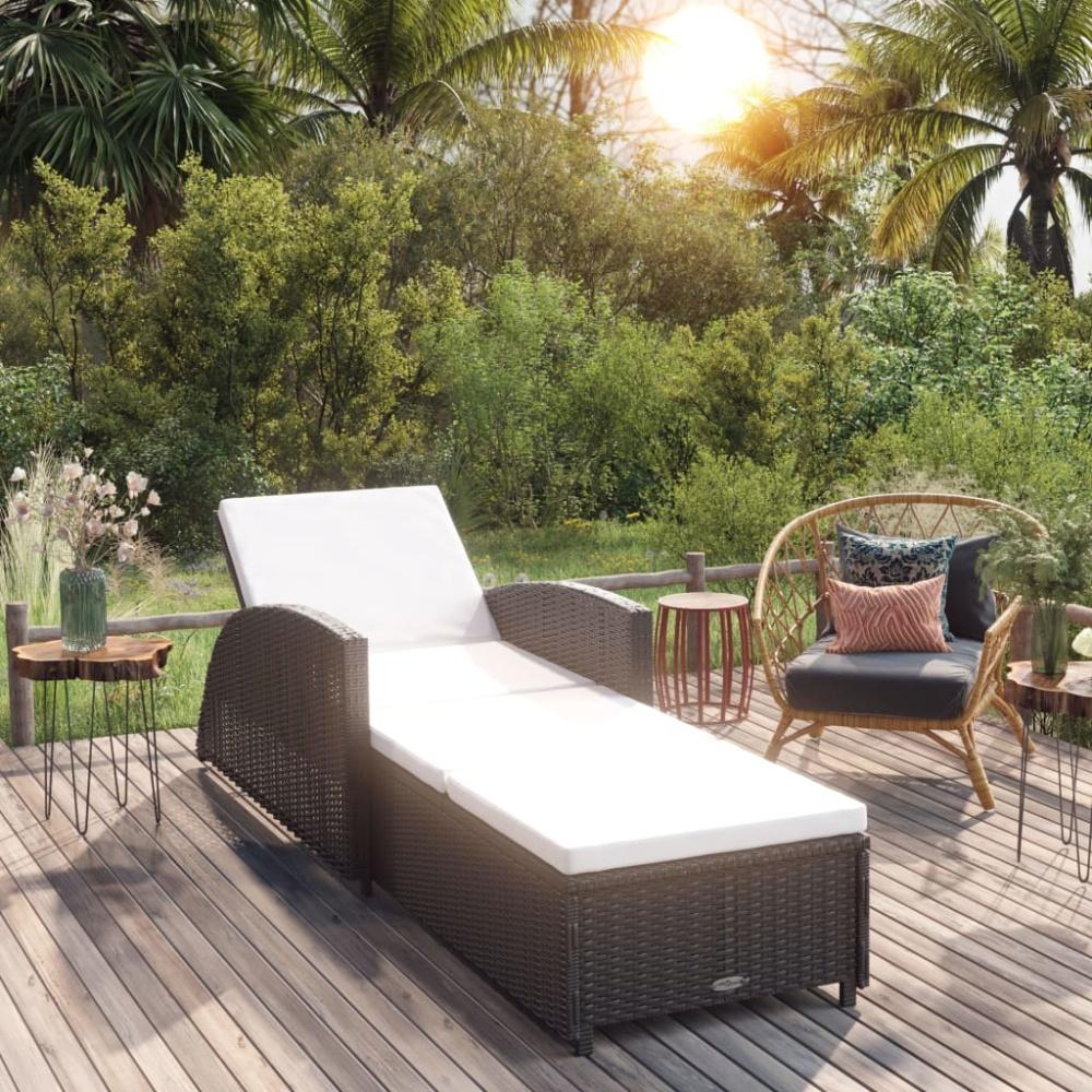 vidaXL Sonnenliege mit Cremeweißer Auflage Poly Rattan Schwarz 317177 Bild 1