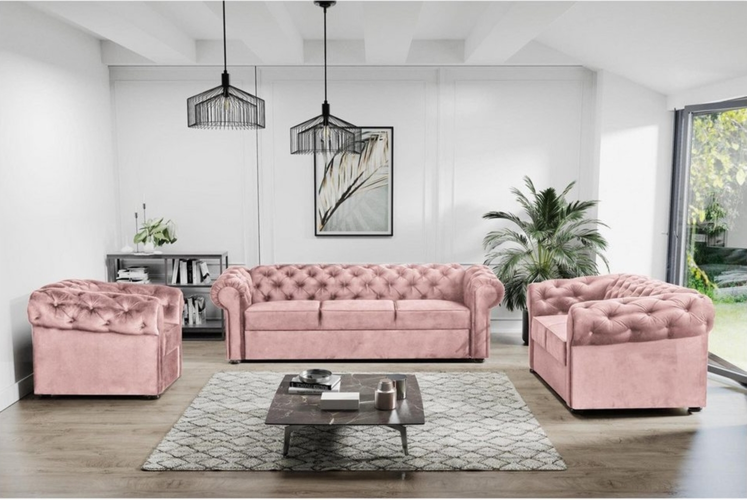 MOEBLO Polstergarnitur Couchgarnitur AVIA 321, (Wohnzimmergarnitur 3+2+1 Dreisitzer-Sofa Zweisitzer-Sofa Sessel Polstermöbel-Set 3+2+1 Sitzgarnitur 3-2-1 Einzelsofa Couch-Set 3-2-1 Polstersessel, Chesterfield Set) Bild 1