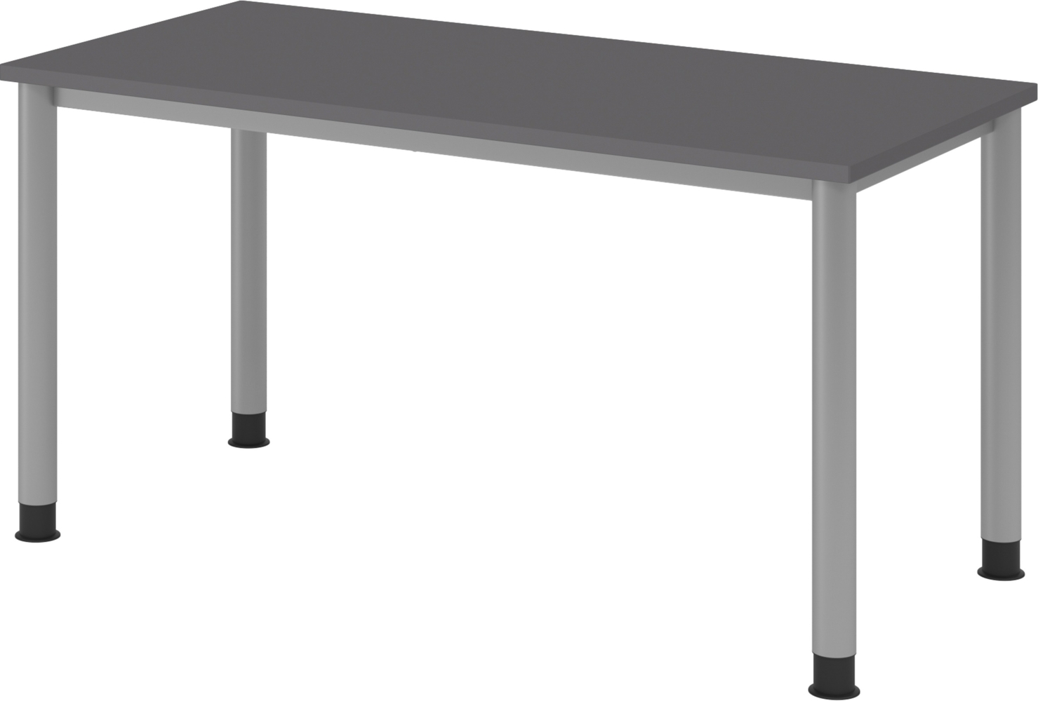 bümö Schreibtisch H-Serie höhenverstellbar, Tischplatte 140 x 67,2 cm in graphit, Gestell in silber, HS6-14-G-S Bild 1