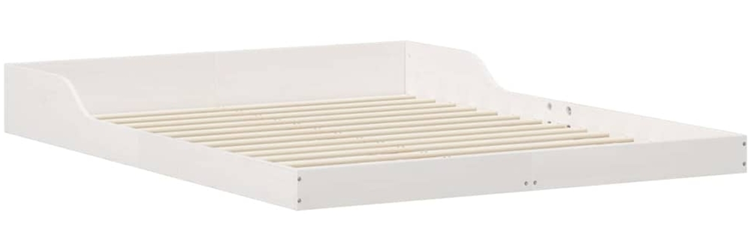 vidaXL Bettrahmen Weiß 160 x 200 cm Massives Kiefernholz 873308 Bild 1