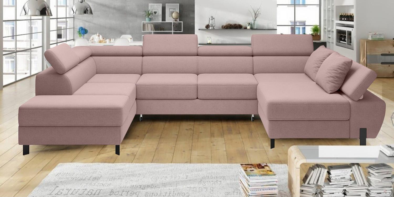 Stylefy Molinardi XL Wohnlandschaft Strukturstoff Rosa Links Bild 1