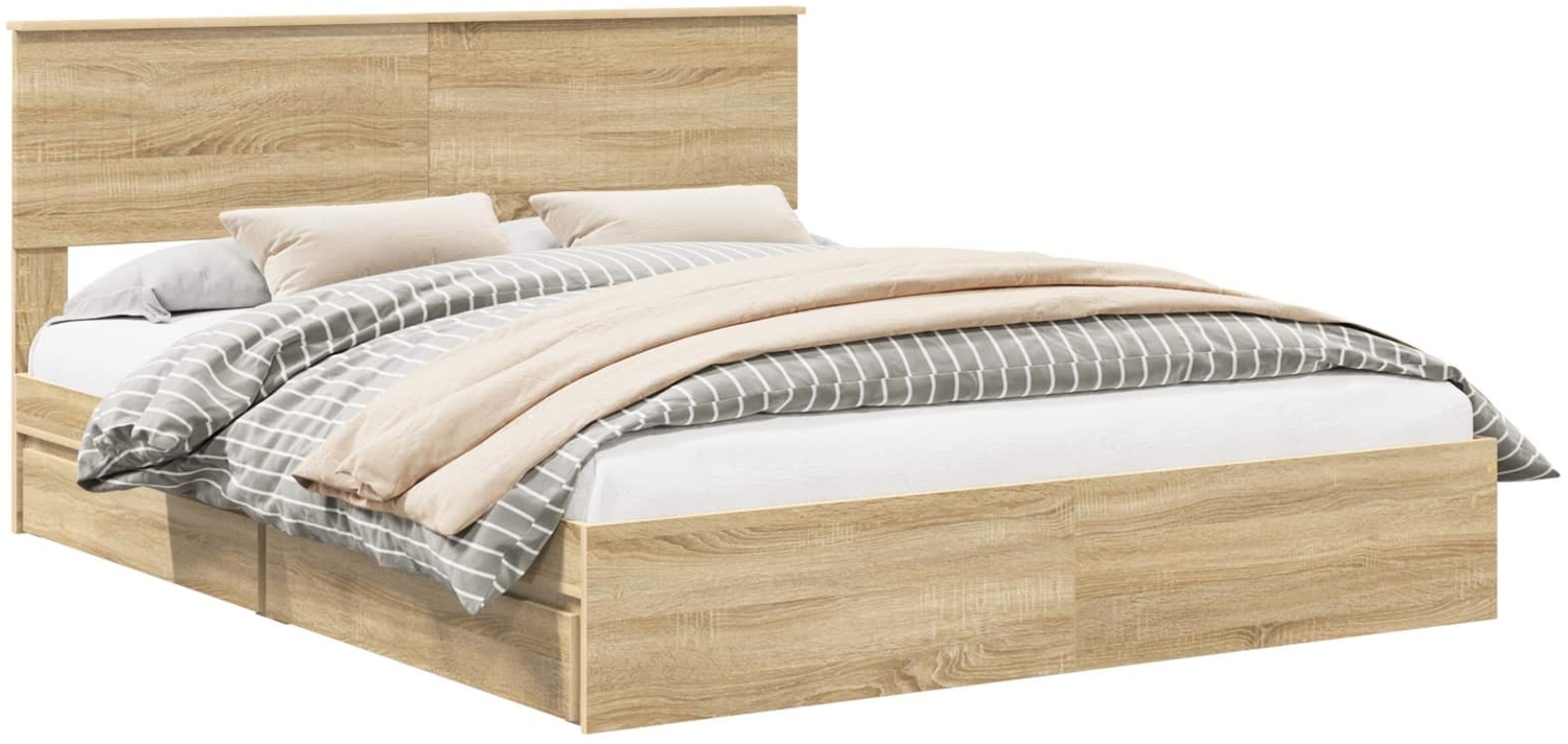 vidaXL Aufbewahrungsbett Sonoma-Eiche 160x200 cm Holzwerkstoff 3410779 Bild 1