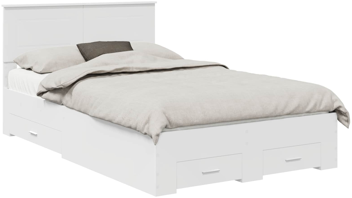 vidaXL Bettrahmen mit Kopfteil Weiß 120x190 cm Holzwerkstoff 3408281 Bild 1