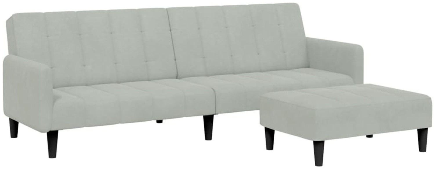 vidaXL Schlafsofa 2-Sitzer mit Fußhocker Hellgrau Samt 3258098 Bild 1