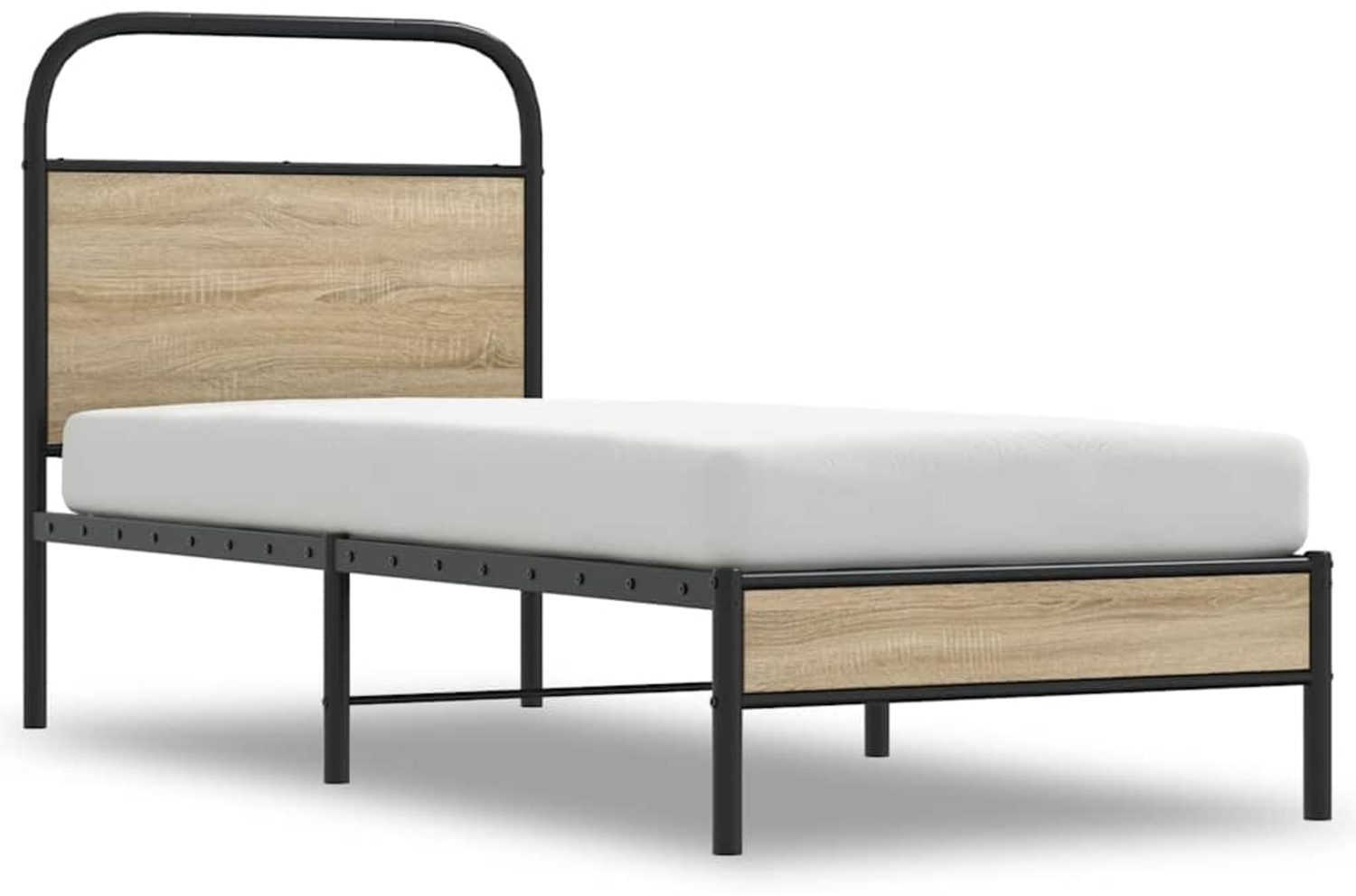 vidaXL Bettgestell ohne Matratze 75x190 cm Räuchereiche Holzwerkstoff 4100346 Bild 1