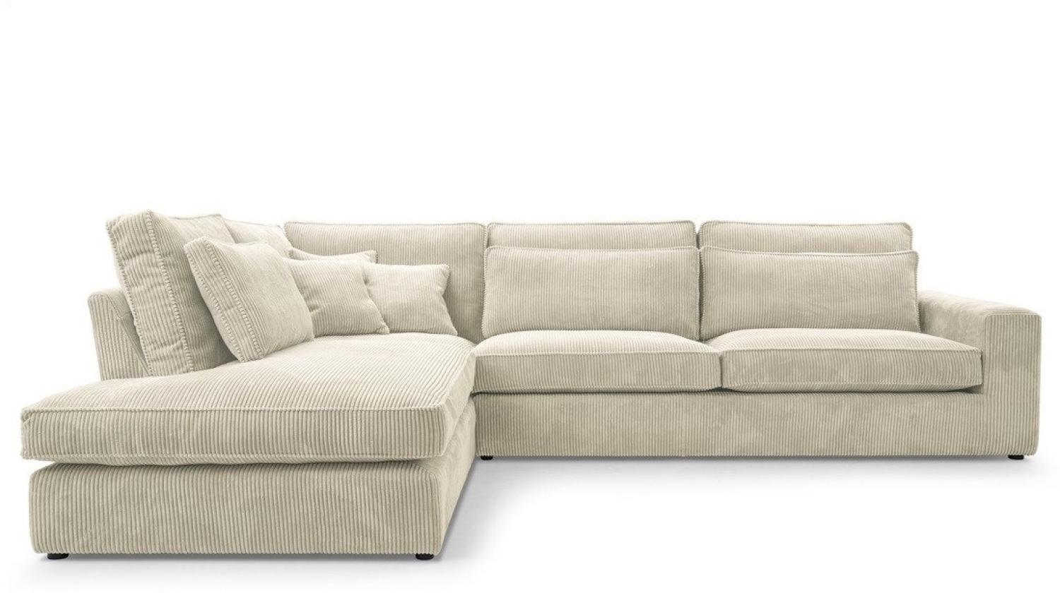 Deine Möbel 24 Ecksofa CAREN MINI Wohnlandschaft Sofa Wohnzimmer L-Couch Cord Samt, Creme Grau Graphit Schwarz 2 Teile, Ohne Schlaffunktion, Ohne Bettkasten, mit Wellenunterfederung Bild 1