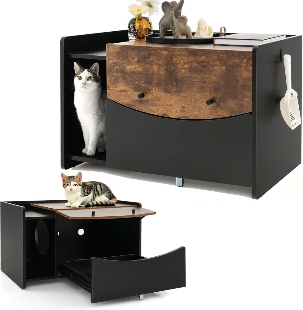 COSTWAY Katzenschrank, schwarz, 78 x 50 x 51,5 cm Bild 1