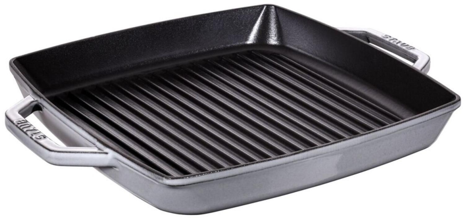 STAUB Gusseisen Grillpfanne mit zwei Griffen, Induktionsgeeignet, Quadratisch, Graphitgrau, 33 cm Bild 1