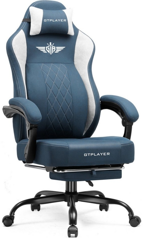 GTPLAYER Gaming-Stuhl aus Stoff, Bürostuhl mit Integrierte Lendenwirbelstütze, Bürostuhl, Gaming chair mit Federkissen und Fußstütze 136KG Bild 1