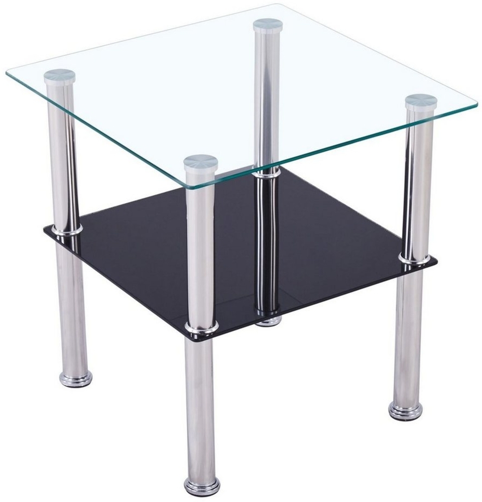 CasaXXl Beistelltisch Glas mit Sicherheitsglas & Facettenschliff - Glastisch perfekt geeignet als Wohnzimmertisch 40 x 40 x 47 cm (Eckig, Schwarz) Bild 1