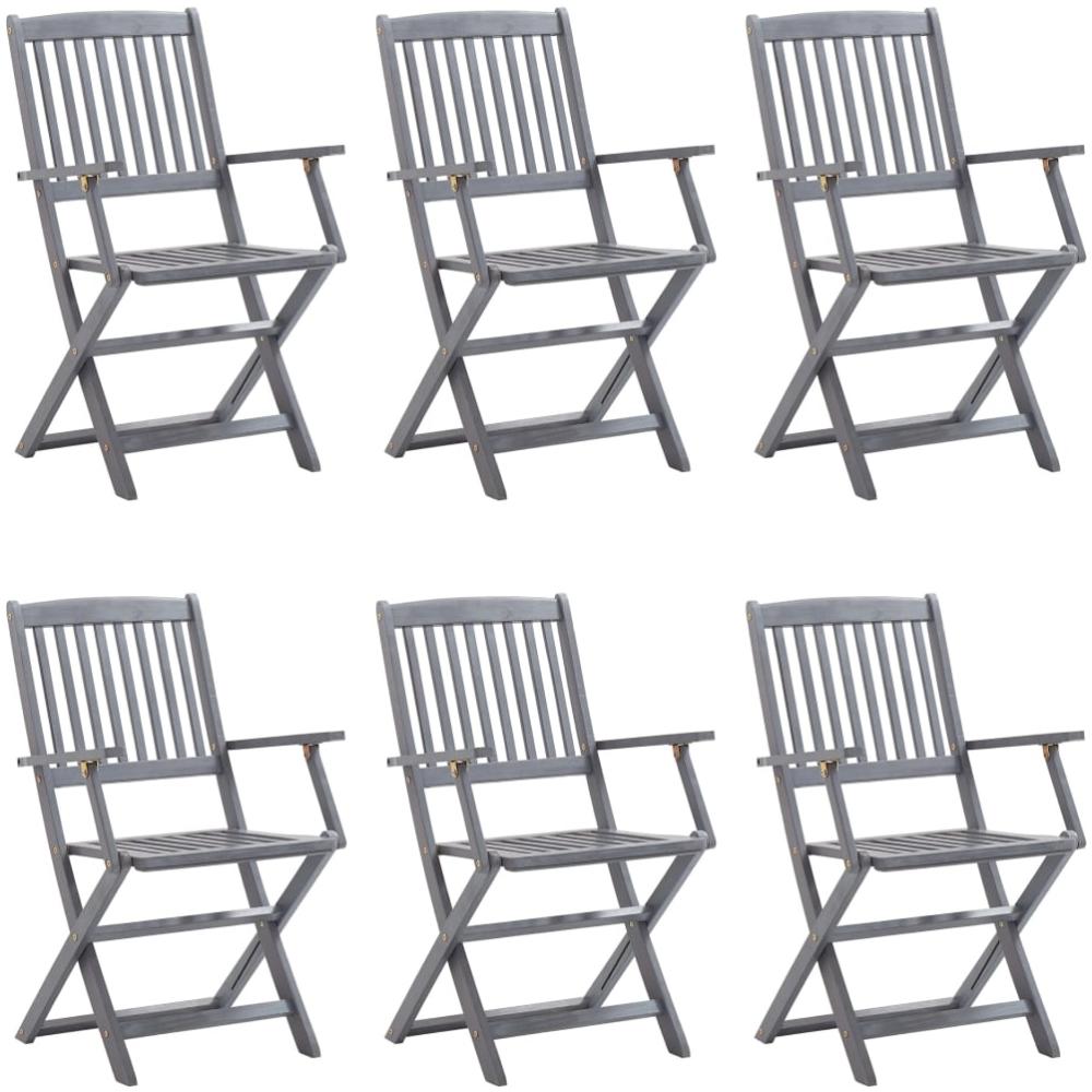 vidaXL Klappbare Gartenstühle 6 Stk. mit Sitzkissen Massivholz Akazie 3065414 Bild 1