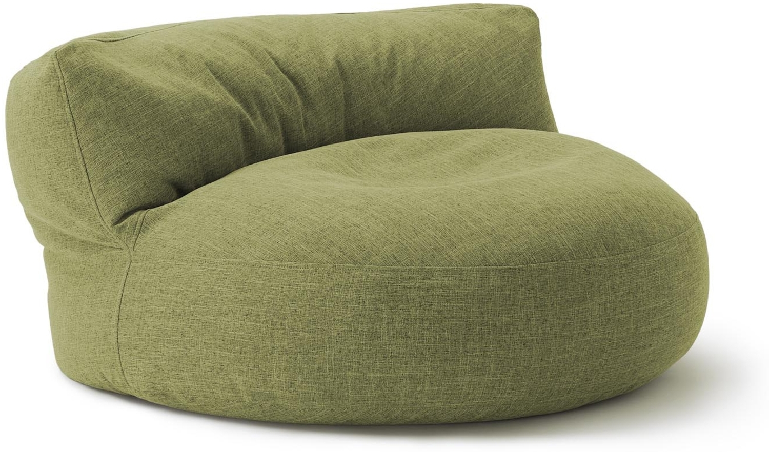 Lumaland Interior Line Sitzsack-Lounge, Rundes Sitzsack-Sofa für drinnen, 320l Füllung, 90x50 cm, Leinen Look and Feel, Lime Bild 1