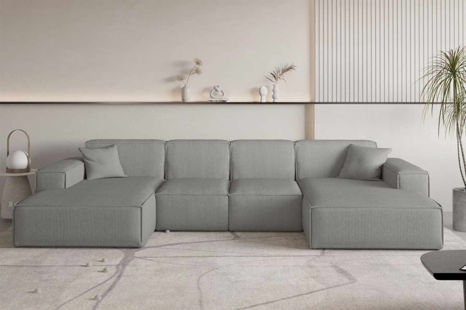 Wohnlandschaft Sofa U-Form CELES PREMIUM XS in Stoff Scala Grau Bild 1