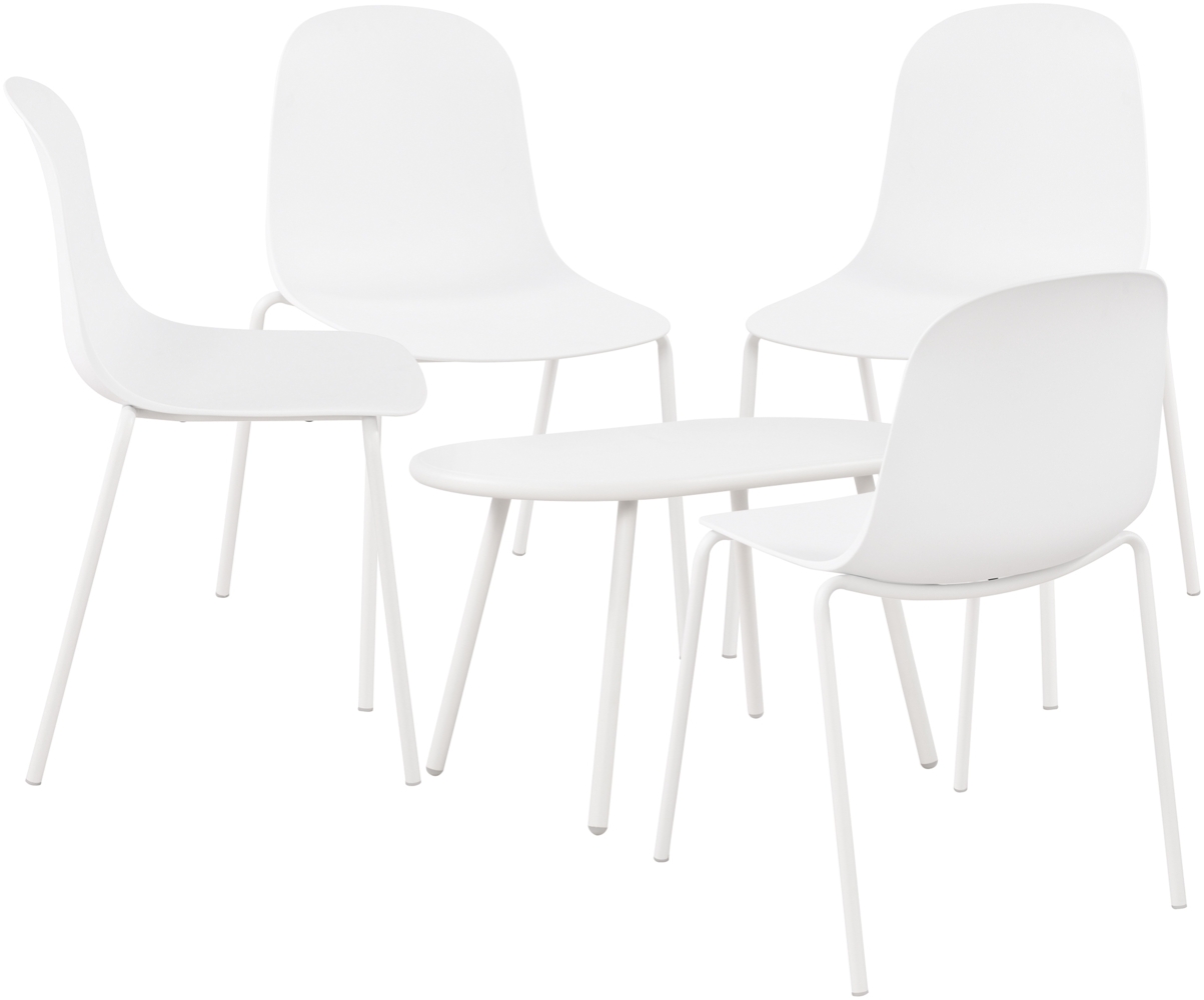 CLP 4er Sitzgruppe Veldin Set 1 Tisch 4 Stapelstühle wetterfest UV-beständig,weiß Bild 1