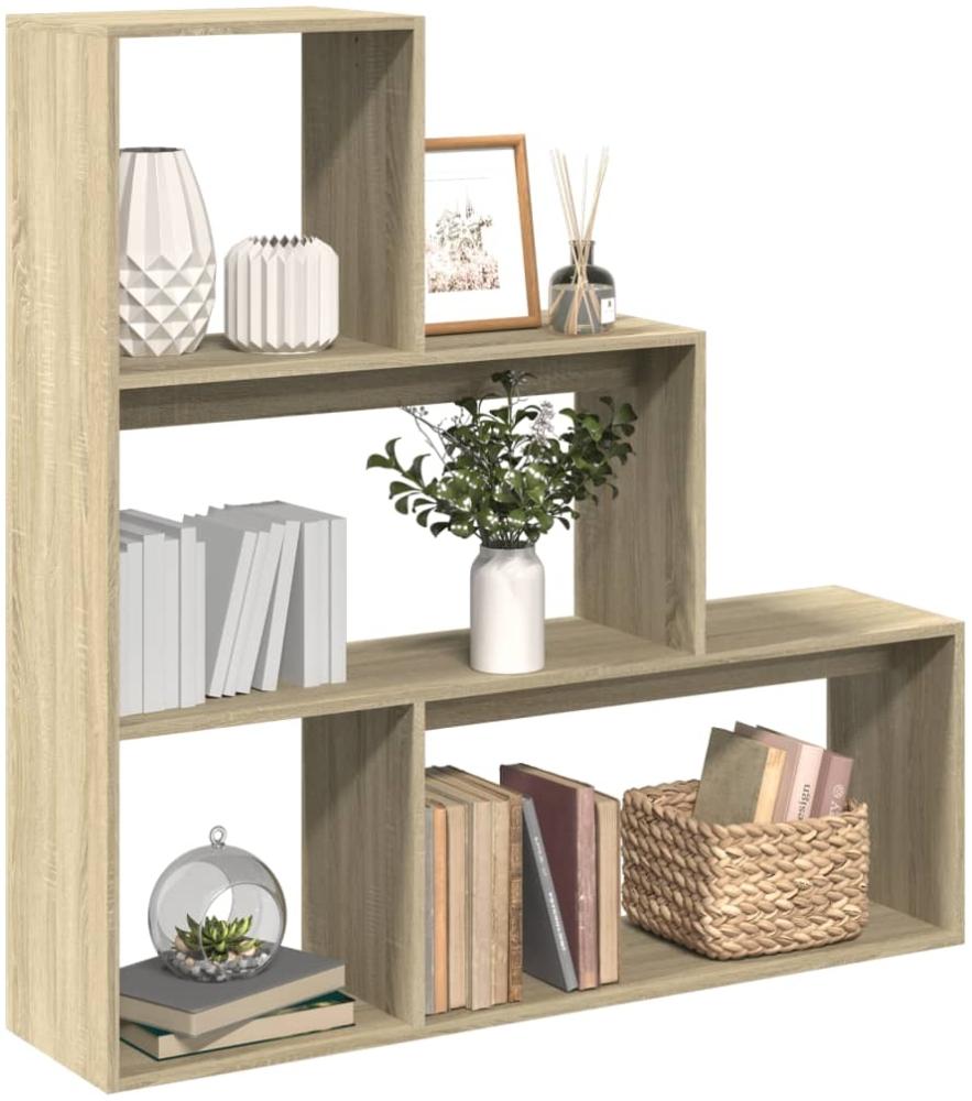 vidaXL Raumteiler-Bücherregal 3 Stufen Sonoma-Eiche 123x29x123 cm 857987 Bild 1