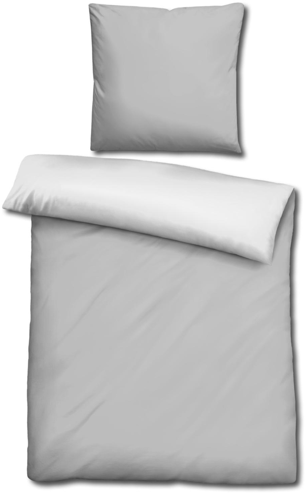 CloudComfort Basic Wendebettwäsche hellgrau/weiß 155 x 220 + 80 x 80 cm Bild 1