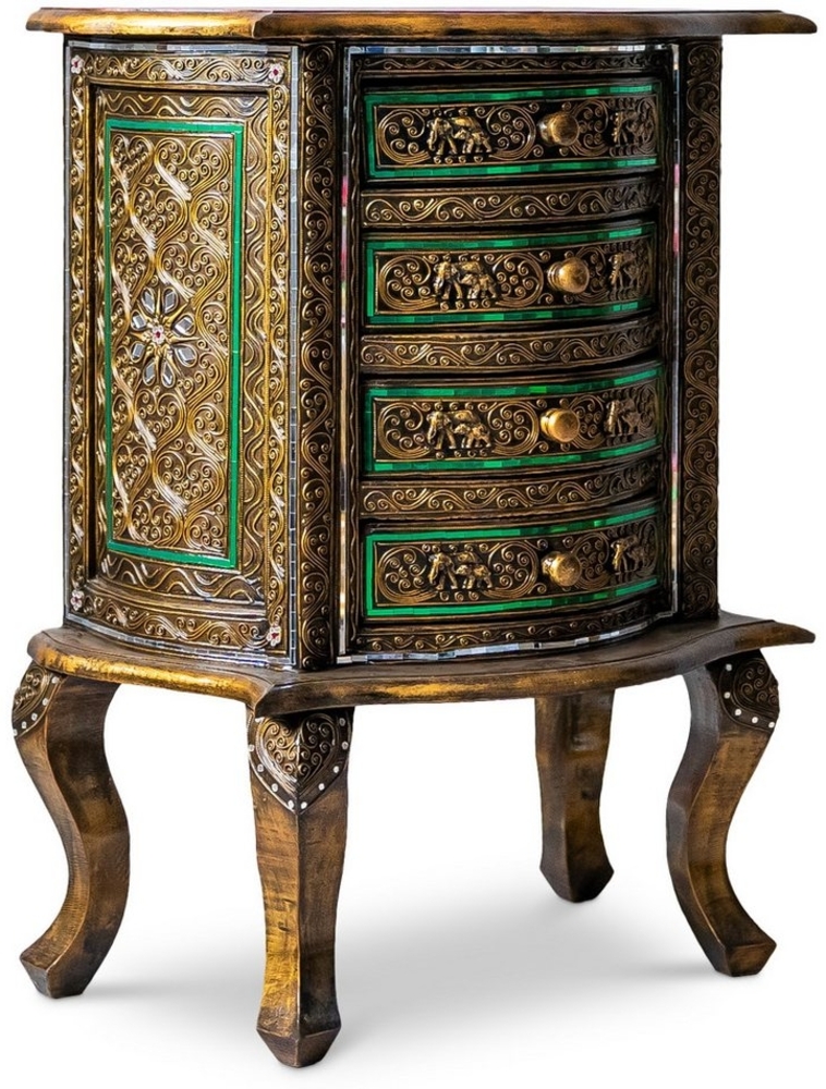 livasia Kommode livasia Kommode mit Elefanten- und Glasmosaikverzierungen, 56x36x79cm Bild 1