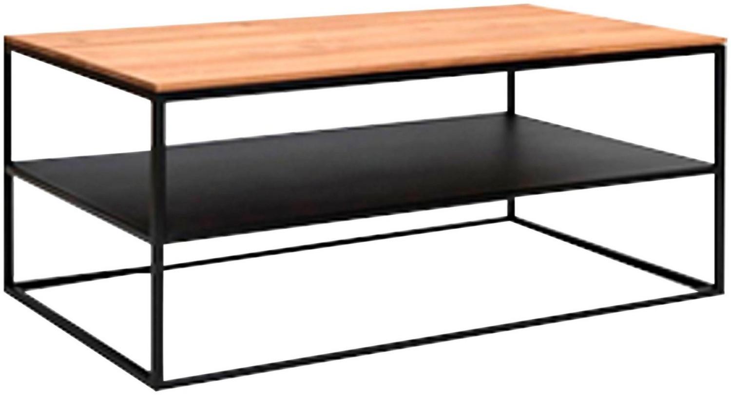 Couchtisch PADUA Beistelltisch Eiche Massivholz Metall Schwarz ca. 95 x 40 x 55 cm Bild 1