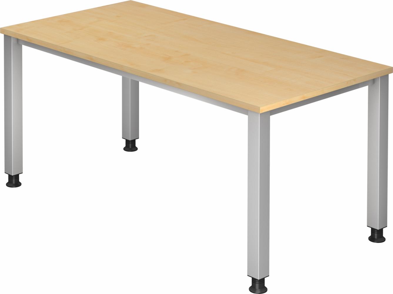 bümö manuell höhenverstellbarer Schreibtisch 160x80 cm in Ahorn - PC Tisch höhenverstellbar & groß, höhenverstellbarer Tisch Büro, großer Computertisch verstellbar, Q-Serie, QS-16-3 Bild 1