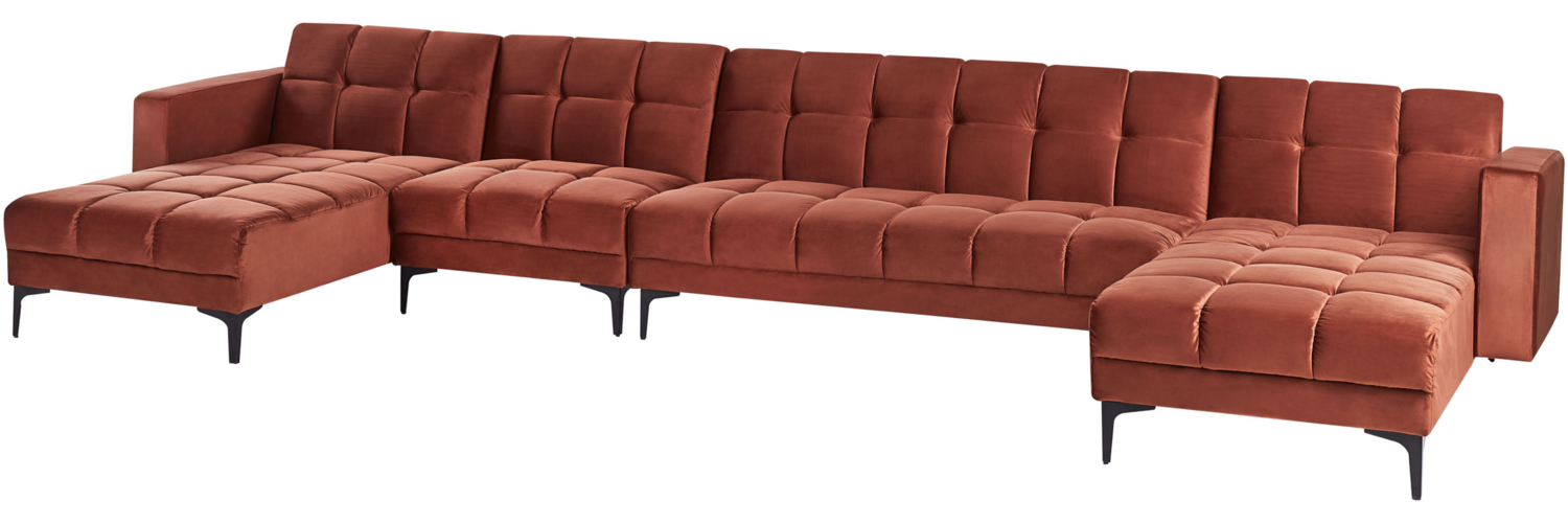 U-förmiges Sofa ALNES Samtstoff Hellrot Symmetrisch Bild 1