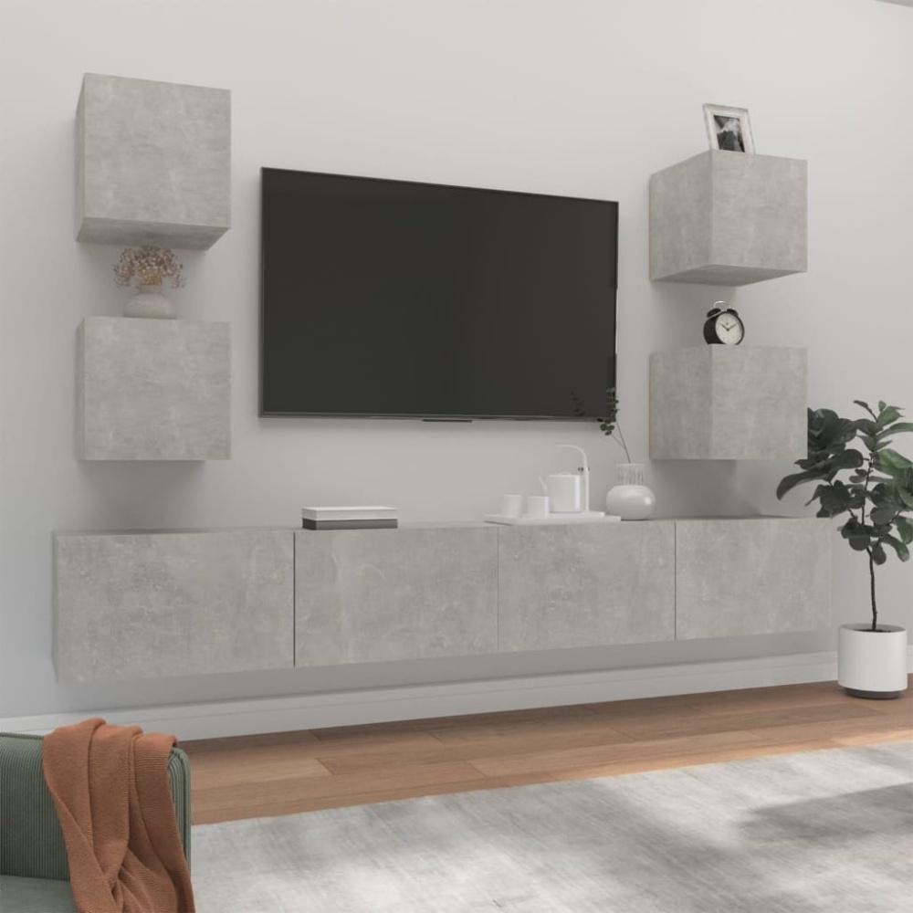 6-tlg. TV-Schrank-Set Betongrau Holzwerkstoff [3114265] Bild 1
