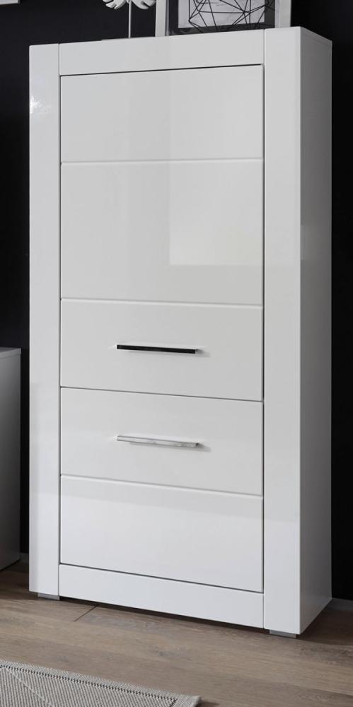 Highboard Carrara in Hochglanz weiß 65 x 142 cm Bild 1