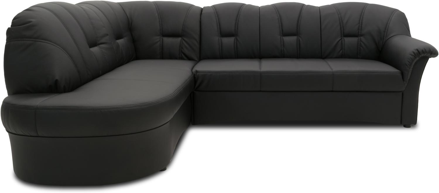 DOMO Collection Papenburg, Ecksofa mit Schlaffunktion, Kunstleder schwarz, 180 x 243 cm Bild 1