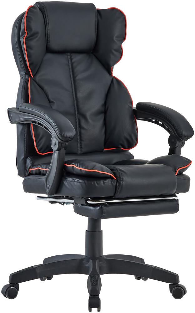 Schreibtischstuhl Bürostuhl Gamingstuhl Racing Chair Chefsessel mit Fußstütze Schwarz - Rot Bild 1