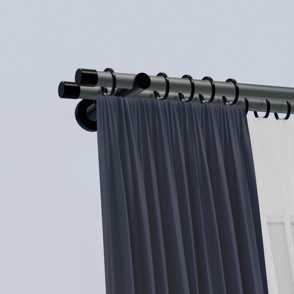 indeko Gardinenstange Linz, Ø 20 mm, 2-läufig, Wunschmaßlänge, mit Bohren, verschraubt, Stahl, Komplett-Set inkl. Montagematerial Bild 1