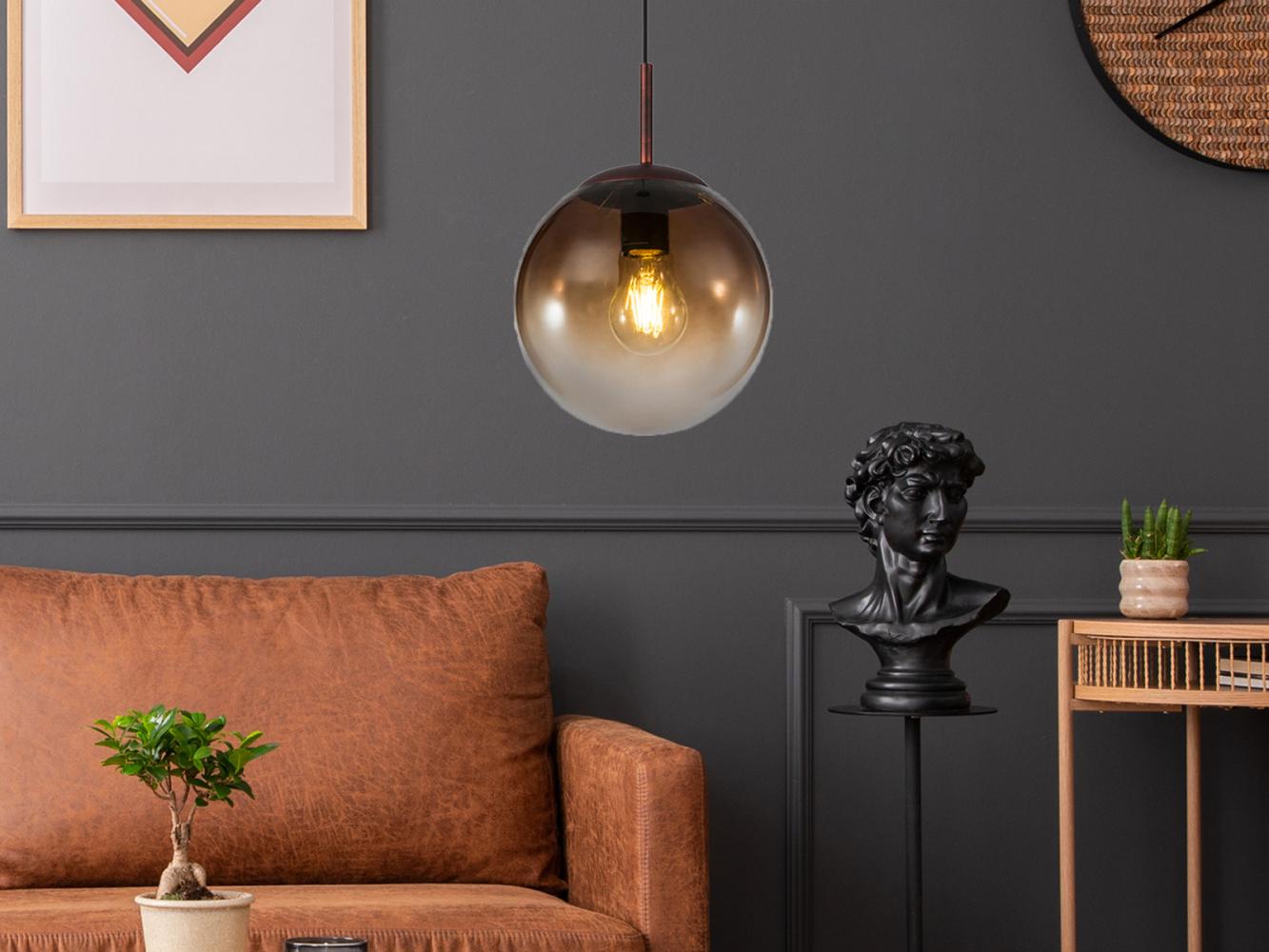 Hängelampe, Glas, rauchfarben, Durchmesser 20 cm, VARUS Bild 1