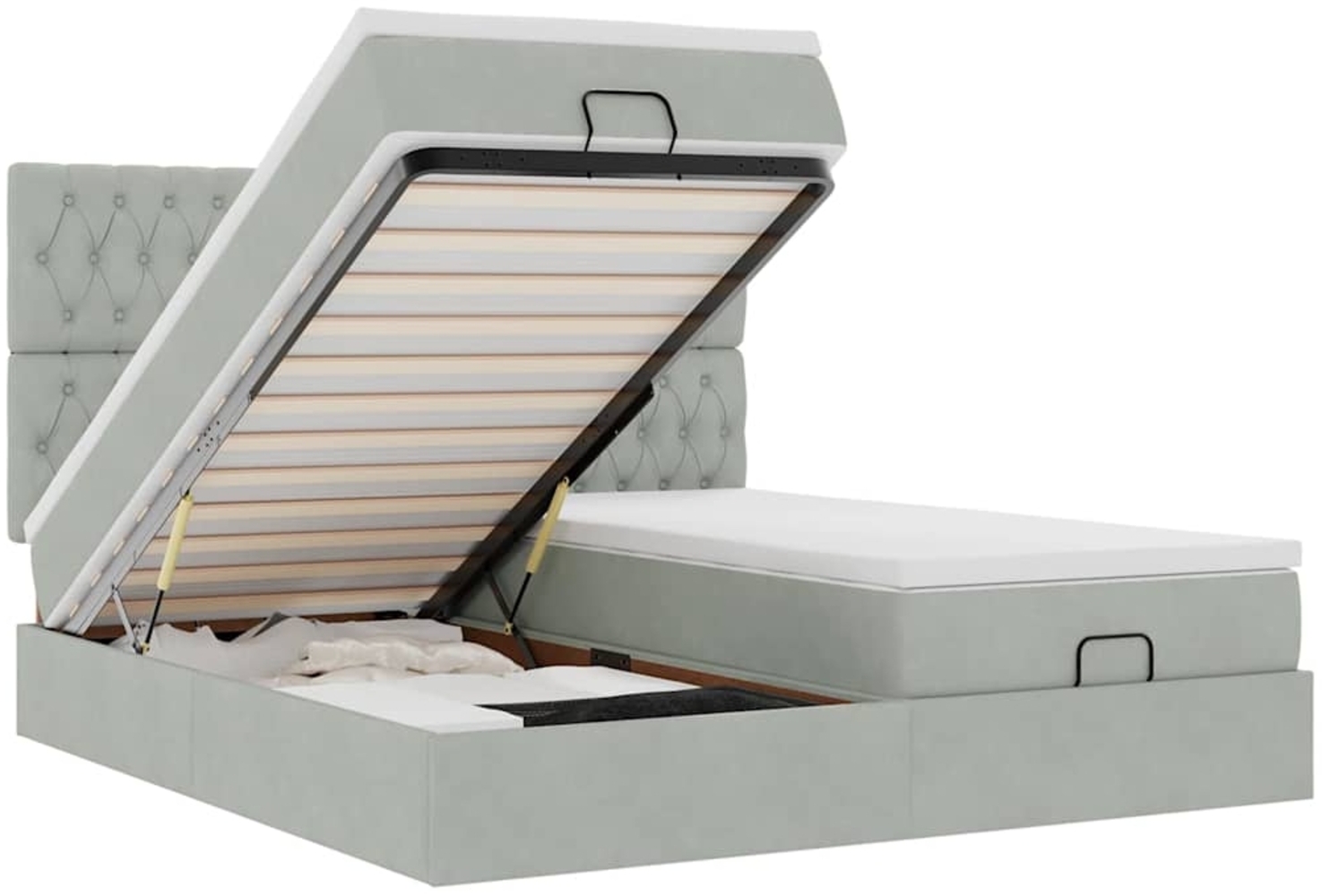 vidaXL Ottoman-Bett mit Matratzen Hellgrau 180x200 cm Samt 3313790 Bild 1