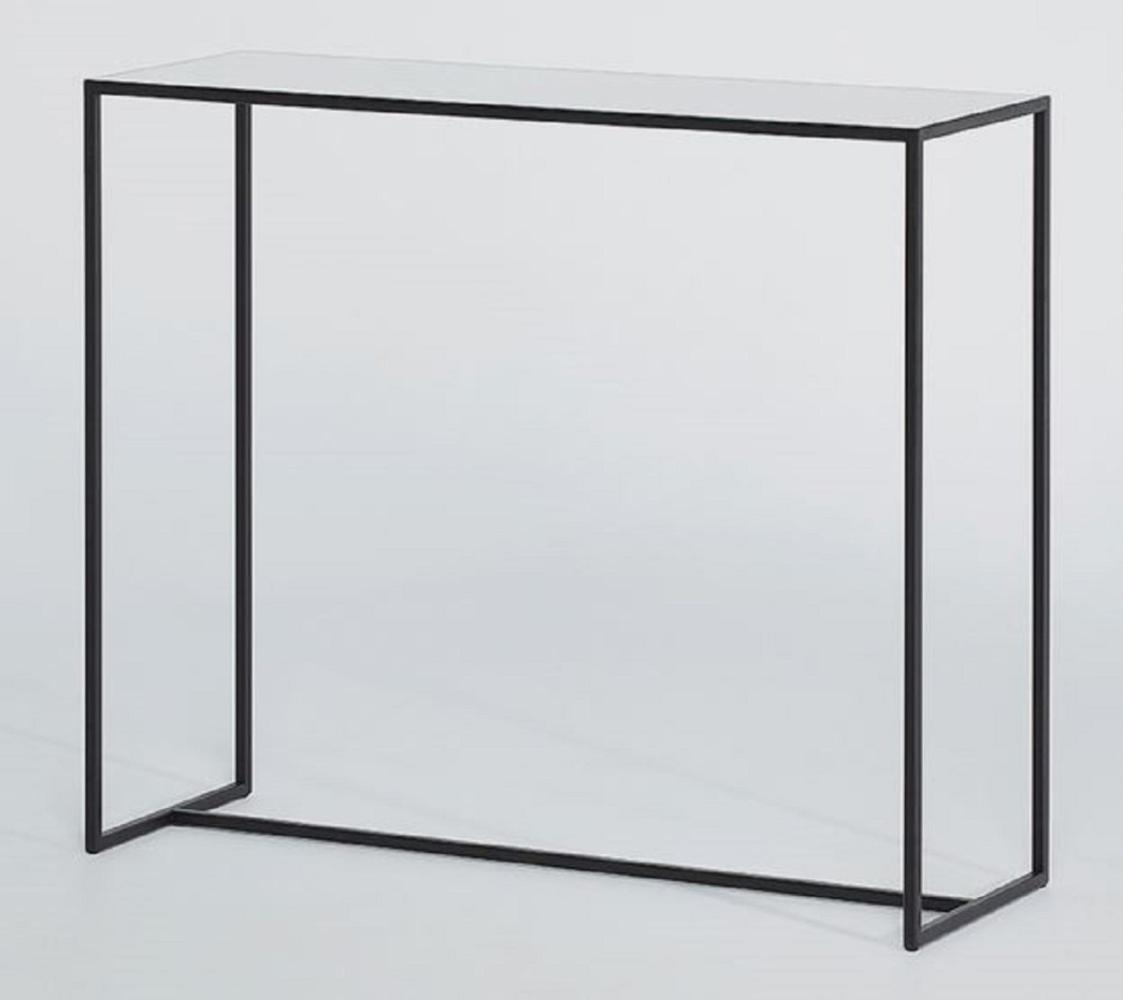 Casa Padrino Luxus Konsole Schwarz / Grau 100 x 35 x H. 85 cm - Rechteckiger Metall Konsolentisch mit Spiegelglas Tischplatte - Wohnzimmer Möbel - Luxus Möbel Bild 1