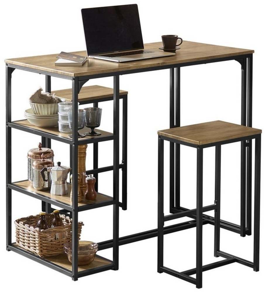 SoBuy Bartisch OGT43, 3-teilig Bartisch mit Stühlen Esstisch Stehtisch mit 3 Ablagefläche Bild 1
