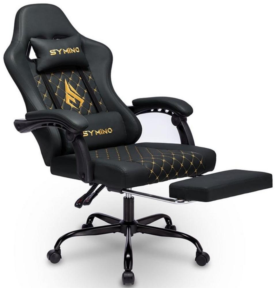 symino Gaming-Stuhl Ergonomischer PC Stuhl aus PU-Leder,200 kg Belastbarkeit, mit Fußstütze, Kopfstütze Bild 1