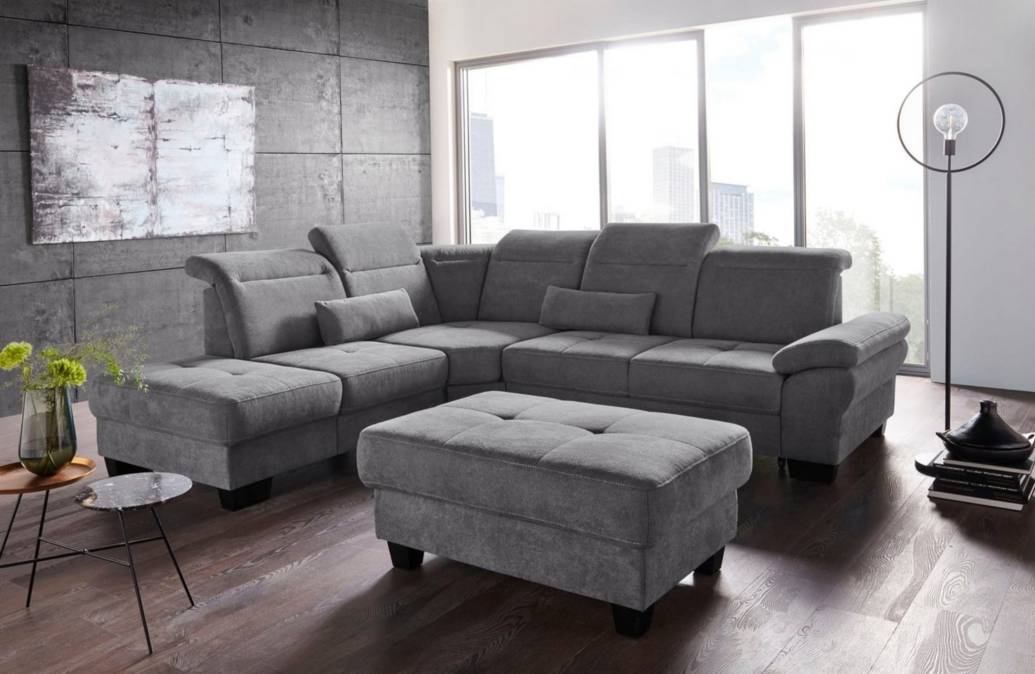 Places of Style Ecksofa Cornwall L-Form, incl. Sitztiefenverstellung, mit Bettfunktion und Kopfteilverstellung Bild 1