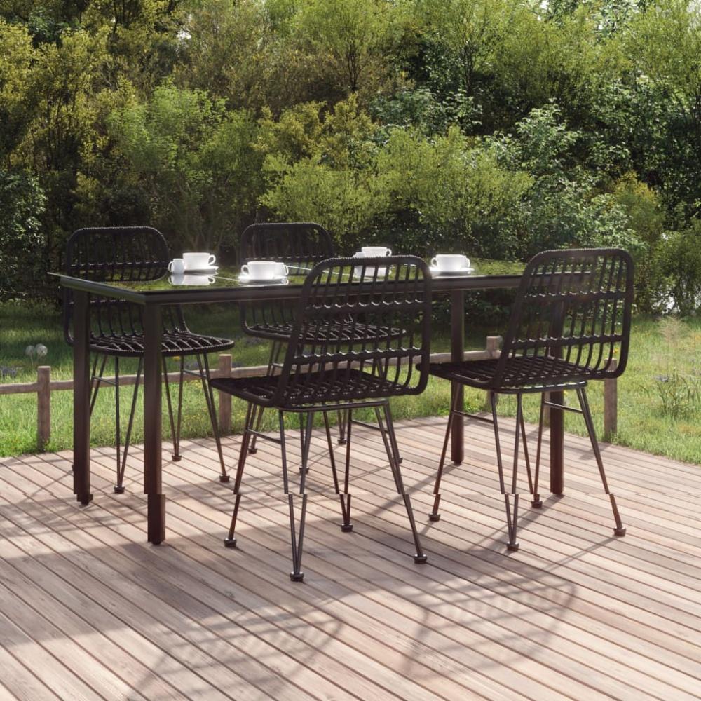 vidaXL 5-tlg. Garten-Essgruppe Schwarz Poly Rattan 3157897 Bild 1
