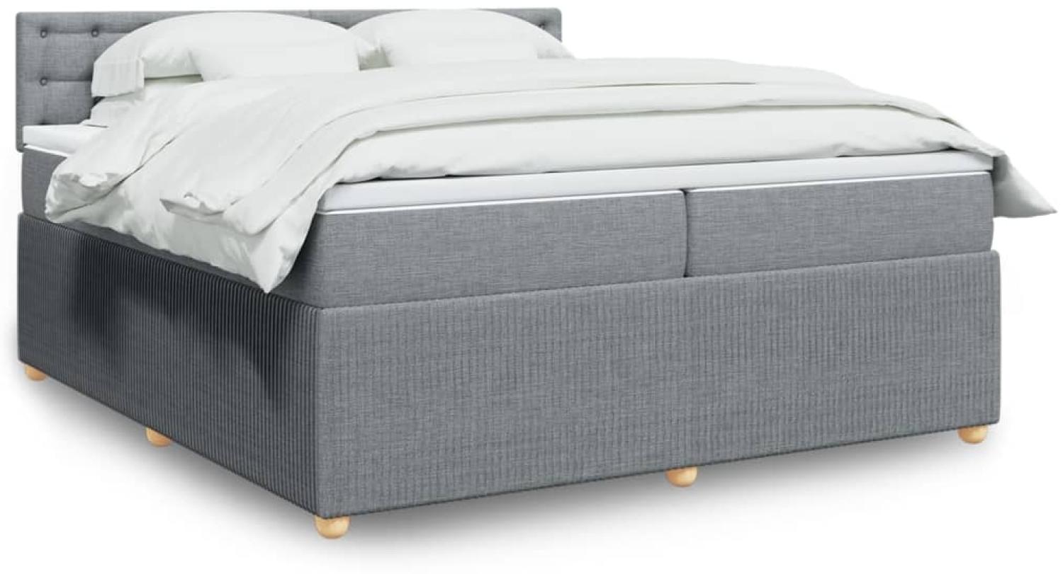 vidaXL Boxspringbett mit Matratze Hellgrau 200x200 cm Stoff 3289877 Bild 1