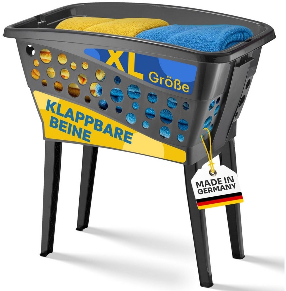 Gardissimo Wäschekorb Wäschewanne mit Beinen Black klappbar mit Füßen 50 L Inhalt (Wäschekorb mit Beinen), faltbar Made in Germany 50 Liter Inhalt Bild 1