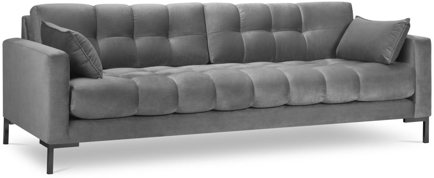 Micadoni 4-Sitzer Samtstoff Sofa Mamaia | Bezug Light Grey | Beinfarbe Black Metal Bild 1