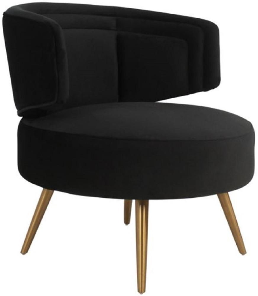 Casa Padrino Luxus Samt Sessel Schwarz / Messing 71 x 73 x H. 73 cm - Wohnzimmer Sessel - Hotel Sessel - Wohnzimmer Möbel - Luxus Möbel - Wohnzimmer Einrichtung - Luxus Einrichtung - Möbel Luxus Bild 1