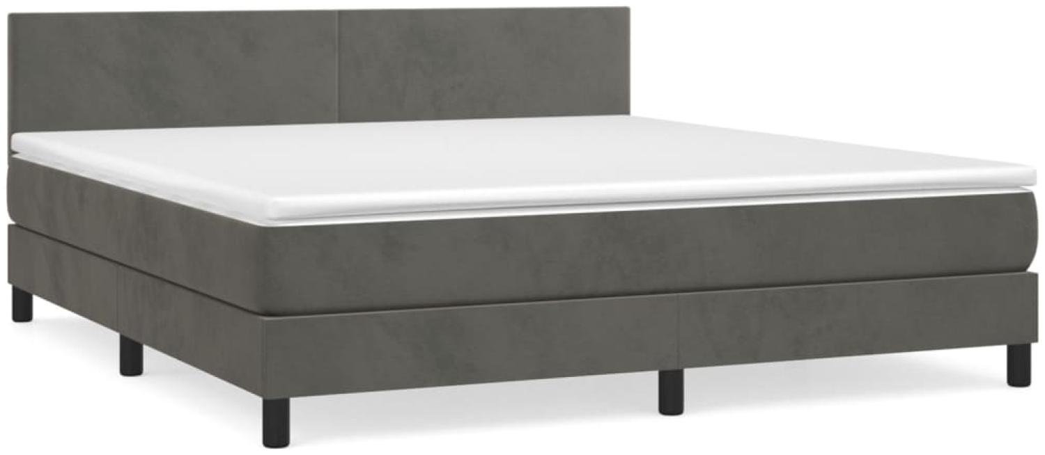 vidaXL Boxspringbett mit Matratze Dunkelgrau 180x200 cm Samt 3141198 Bild 1