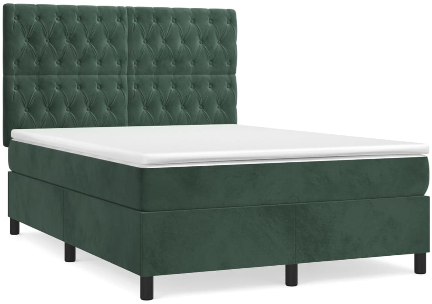 vidaXL Boxspringbett mit Matratze Dunkelgrün 140x200 cm Samt 3143208 Bild 1