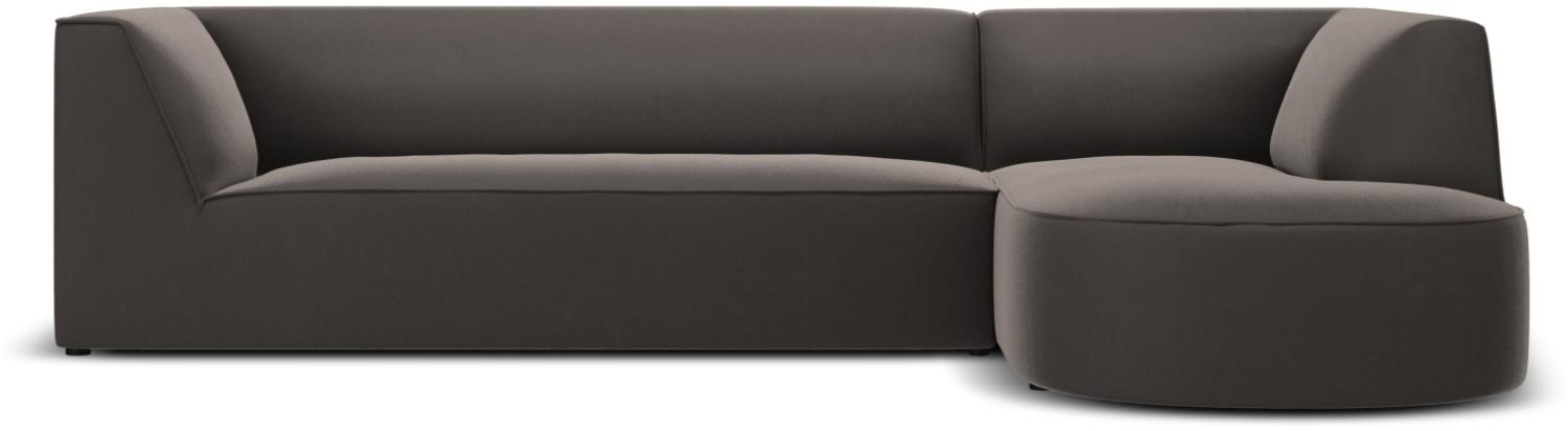 Micadoni 4-Sitzer Samtstoff Modular Ecke rechts Sofa Ruby | Bezug Dark Grey | Beinfarbe Black Plastic Bild 1