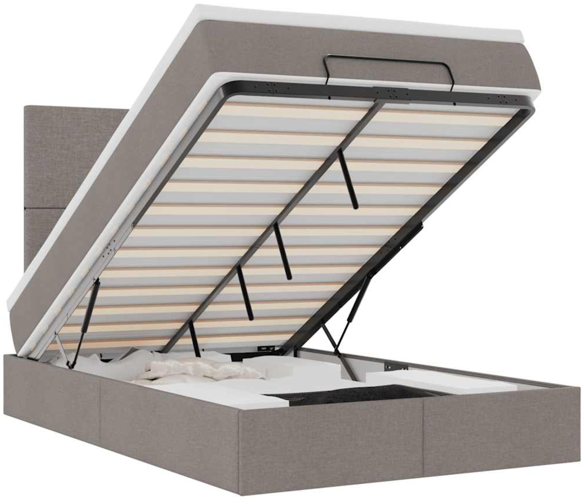 vidaXL Ottoman-Bett mit Matratze & LEDs Taupe 120x200 cm Stoff 3313917 Bild 1