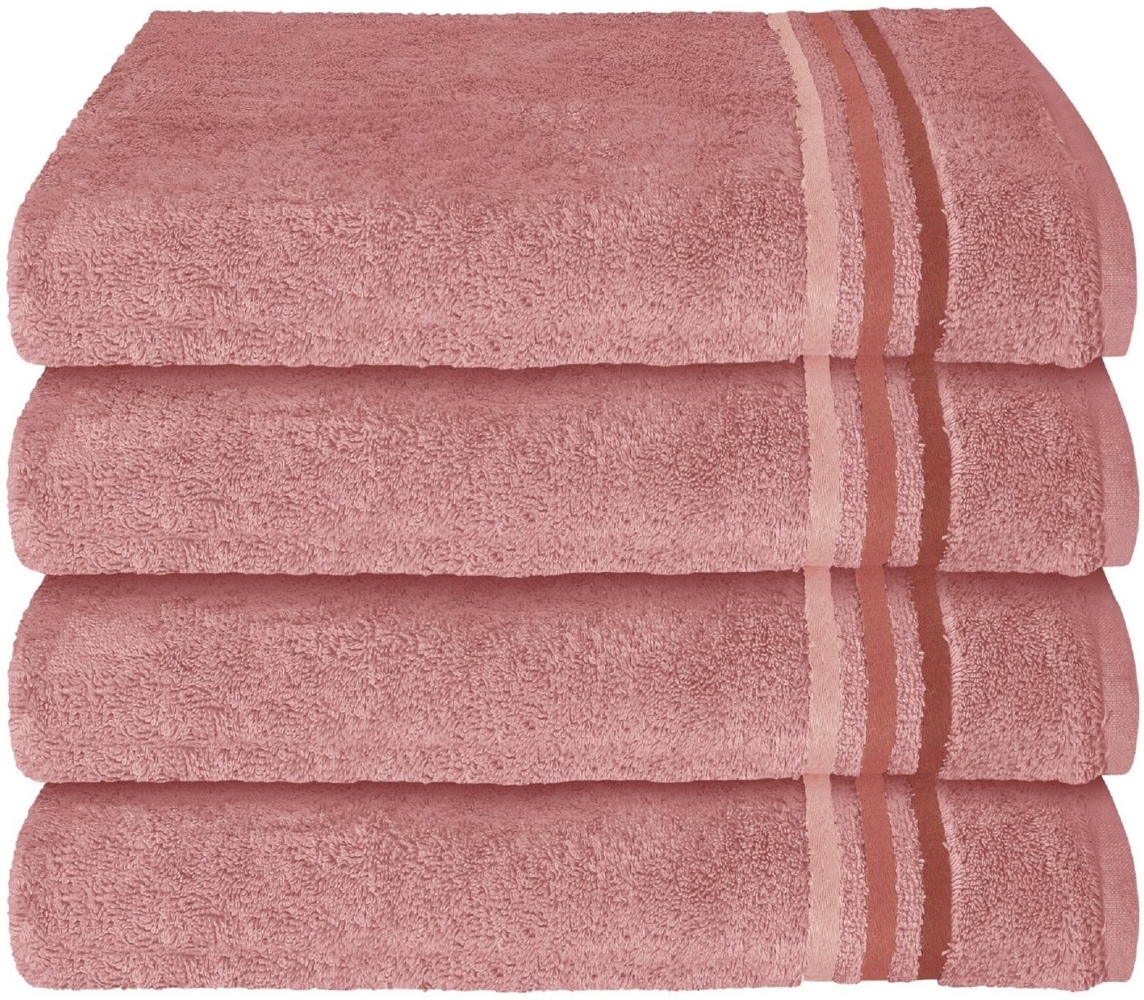 Schiesser Frottier Handtücher Skyline Color im 4er Set aus kuschelweicher Baumwolle, Made IN Green, Farbe:Altrosa, Größe:50x100 cm Bild 1
