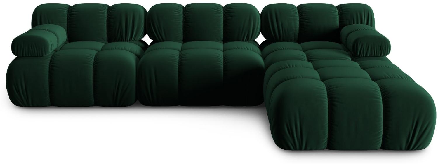 Micadoni Modulares Sofa Bellis 4-Sitzer mit flachem Modul Samtstoff Flaschengrün Bild 1